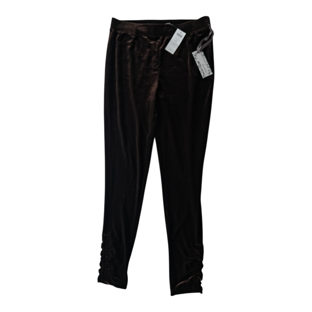 Zenergy by Chico’s Brown Velvet Jogger Pants Scrunch Ankle Pull On Lounge Large